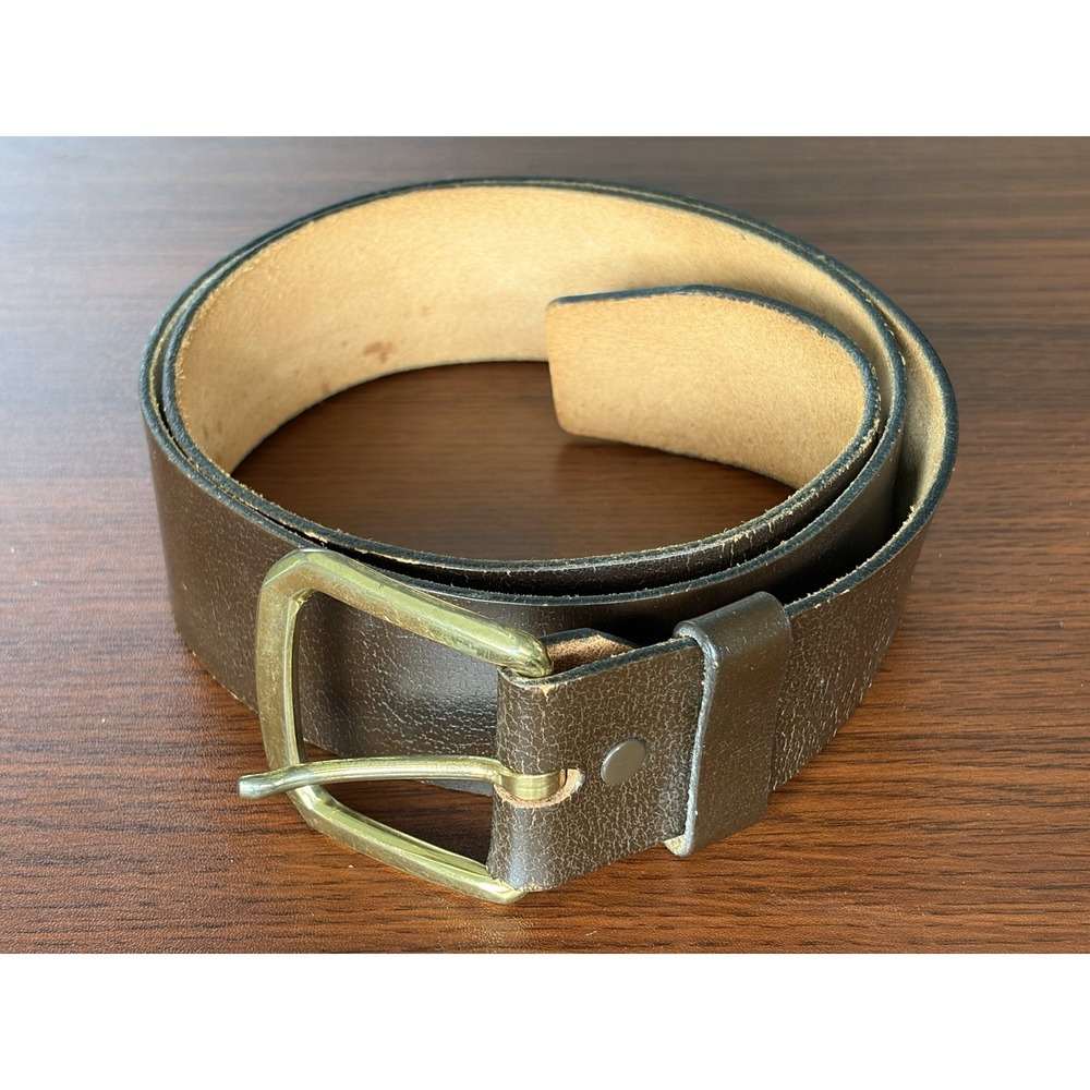 Hickok Belt Makers Brown Leather Belt Gold Tone Buckle Men's 38-40 Cowhide US